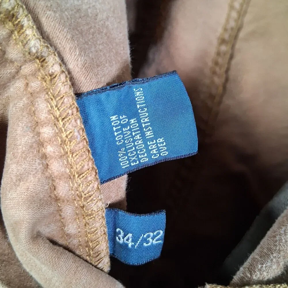 Polo Ralph Lauren Pants Mens 34x32 Inseam 30 Brown Canvas Straight Fit‎